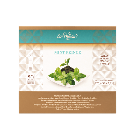 Herbata zielona SIR WILLIAM'S ROYAL Mint Prince 50 saszetek