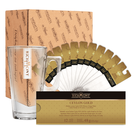 Zestaw Richmont Ceylon Gold 12 Saszetek + Szklanka Richmont Hot