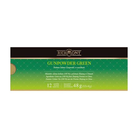 Zestaw Richmont Gunpowder Green 12 Saszetek + Szklanka Richmont Hot