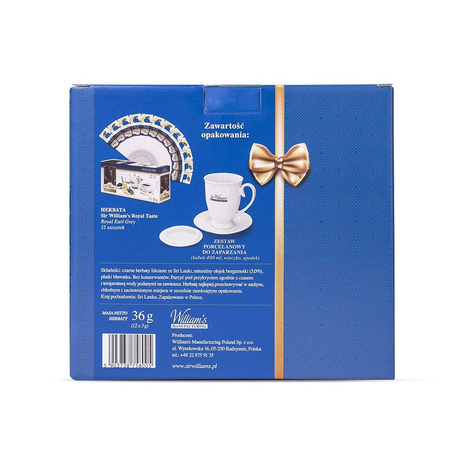 Zestaw do zaparzania & Herbata czarna SIR WILLIAM'S ROYAL Royal Earl Grey 12 saszetek