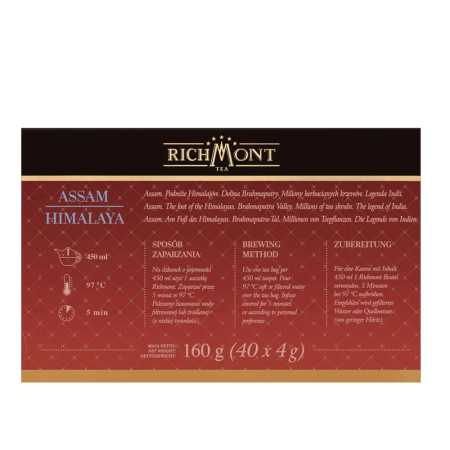 Herbata czarna RICHMONT Assam 40 Saszetek z Zestawem do Celebracji