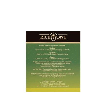 Herbata zielona RICHMONT Gunpowder Green 40 Saszetek z Zestawem do Celebracji