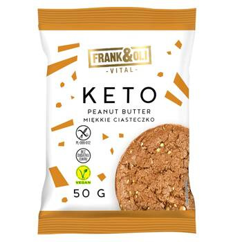 KETO Miękkie ciastko wegańskie o smaku masła orzechowego, Frank & Oli, 50g