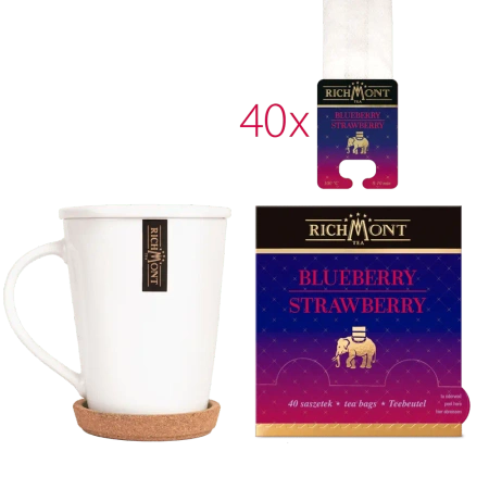 Herbata owocowa RICHMONT Blueberry Strawberry 40 Saszetek z Zestawem do Celebracji