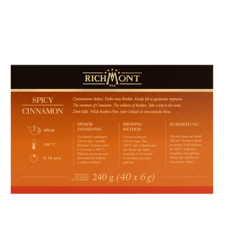 Herbata owocowa Richmont Spicy Cinnamon 40 Saszetek z Zestawem do Celebracji