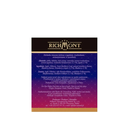 Herbata owocowa RICHMONT Blueberry Strawberry 40 Saszetek z Zestawem do Celebracji