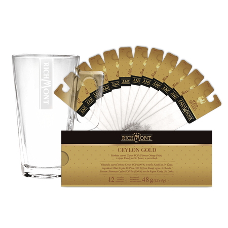 Zestaw Richmont Ceylon Gold 12 Saszetek + Szklanka Richmont Hot