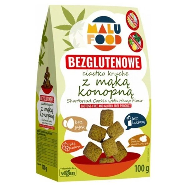 Ciastka kurche z mąką konopną - bez dodatku cukru, bez glutenu Malu Food, 100g